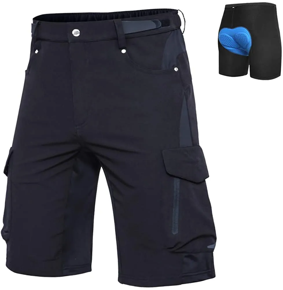 Ally Mens Mountain Bike Shorts Padded MTB Shorts Baggy Biker Cycling Bicycle Biking Shorts Loose-fit with 6 Pockets