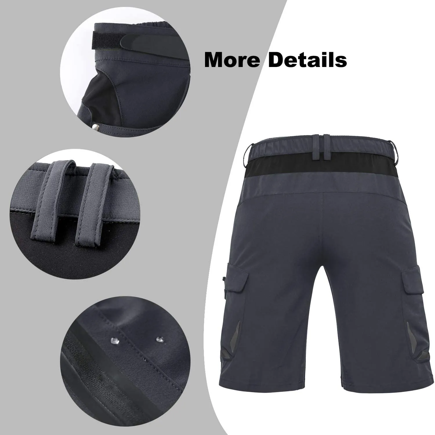 Ally Mens Mountain Bike Shorts Padded MTB Shorts Baggy Biker Cycling Bicycle Biking Shorts Loose-fit with 6 Pockets