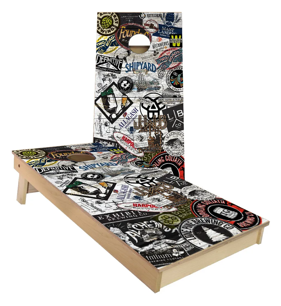 Boston Massachusetts Craft Brewery collage cornhole boards