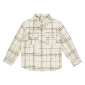 Collared Long Sleeve Shirt - Rustic Plaid - Stone