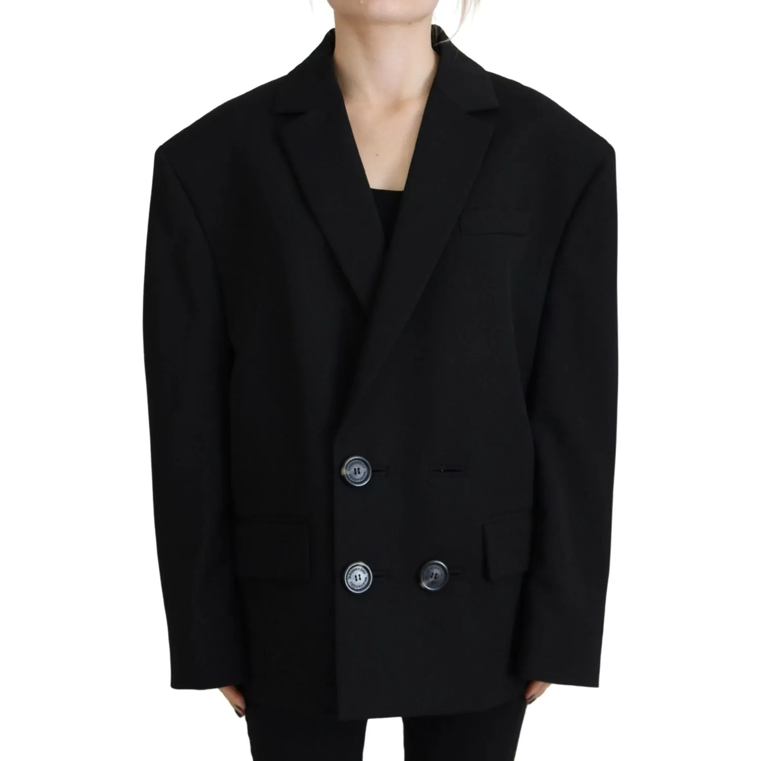 Dsquared² Black Double Breasted Coat Blazer Jacket