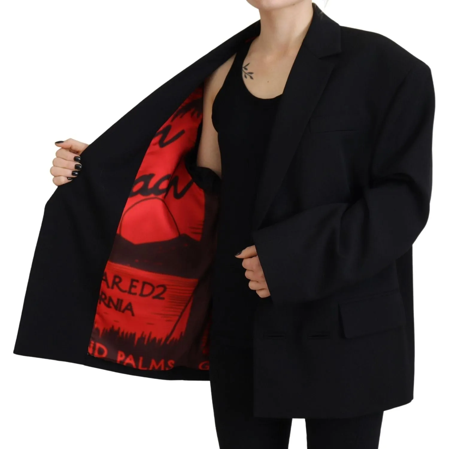 Dsquared² Black Double Breasted Coat Blazer Jacket