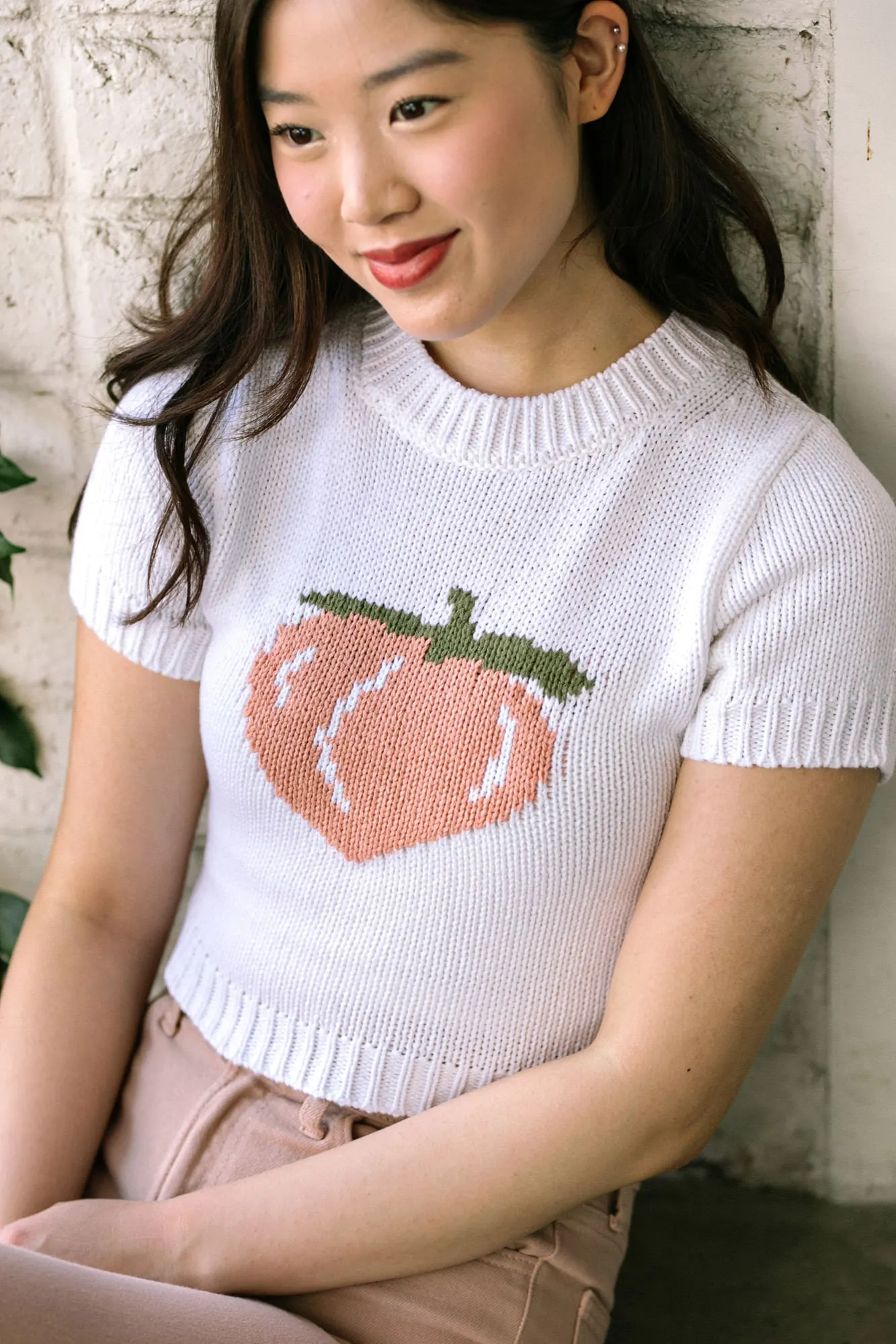 Ellen Peach Knit Top