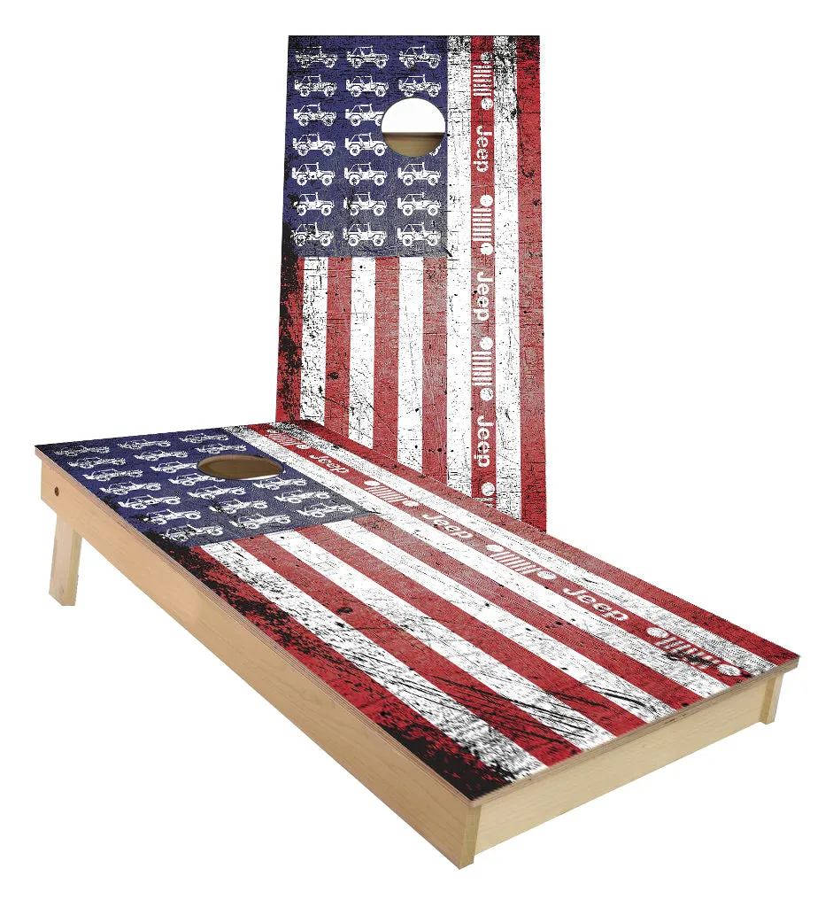 Jeep American Flag Grunge cornhole boards