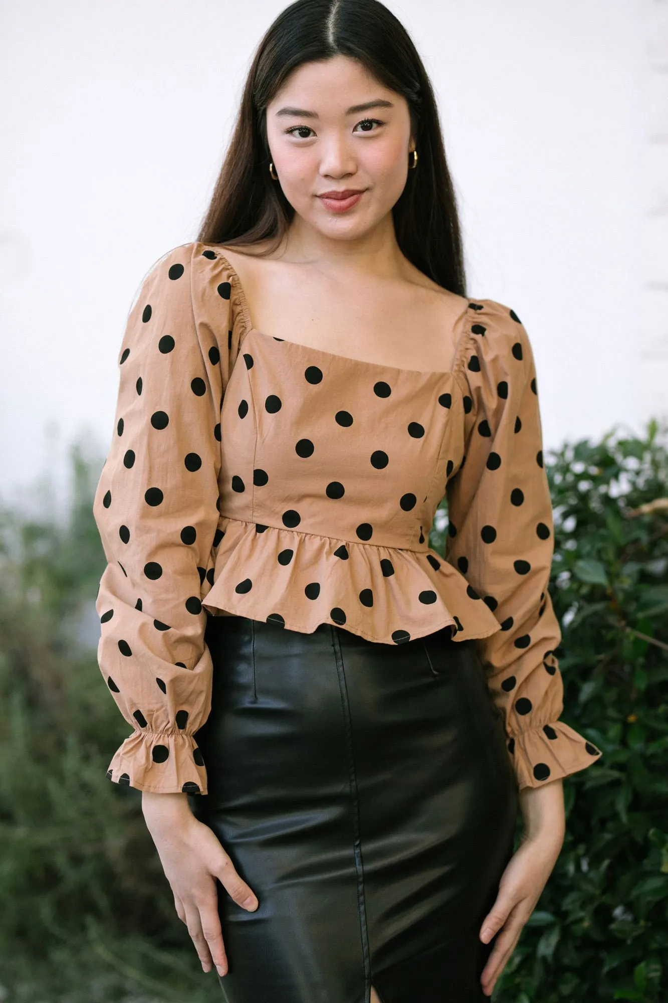 Lourdess Dotted Peplum Top