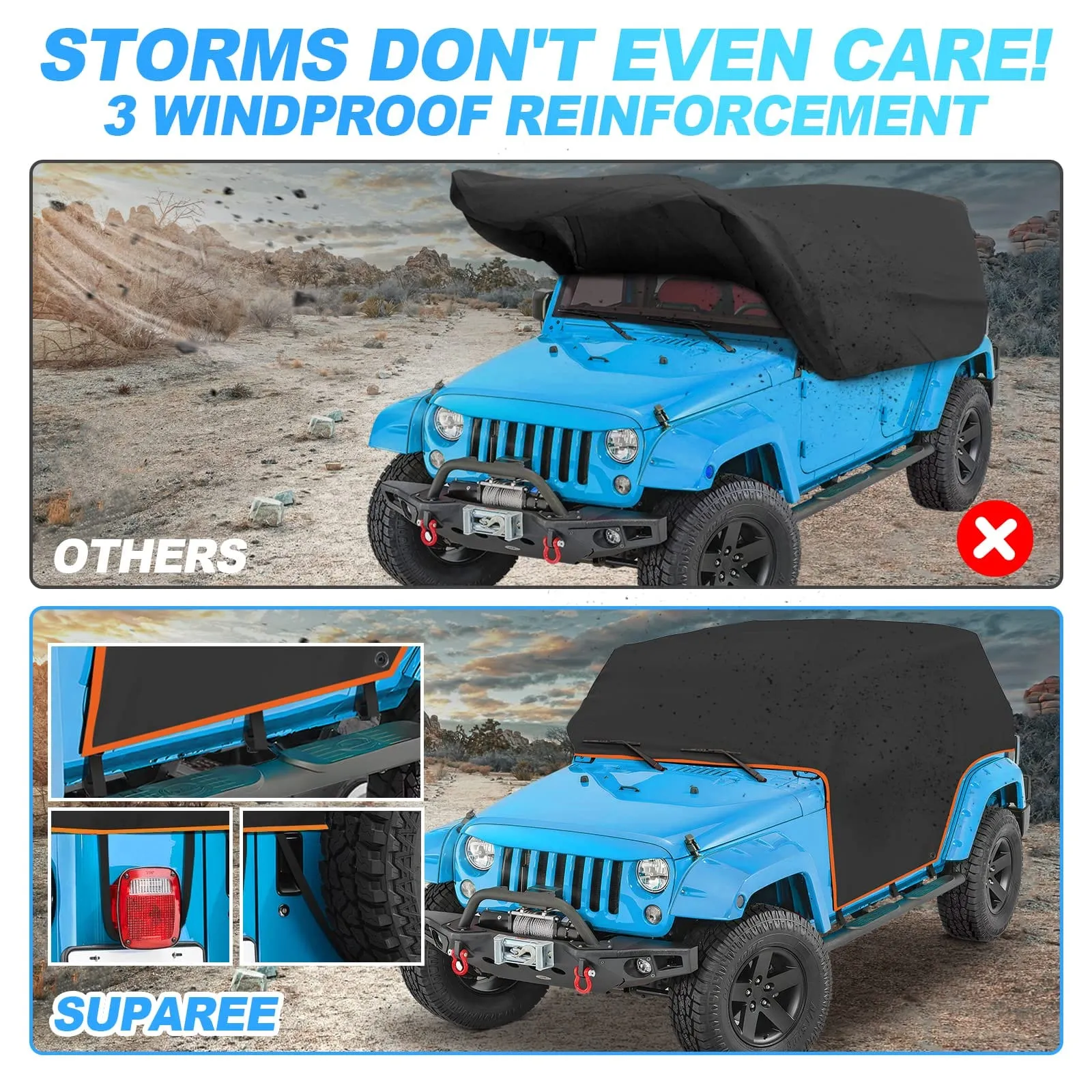 Suparee Jeep Cab Cover Removed Top for 2007-Later Wrangler JK JL 4 Door