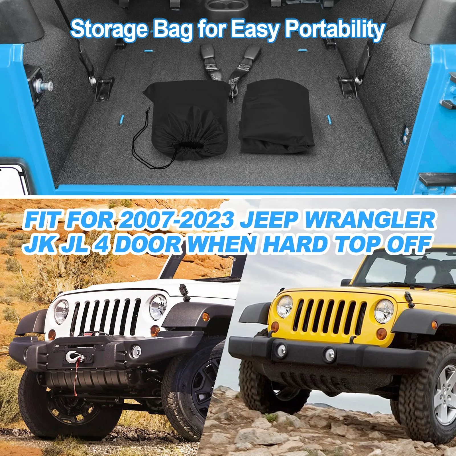 Suparee Jeep Cab Cover Removed Top for 2007-Later Wrangler JK JL 4 Door