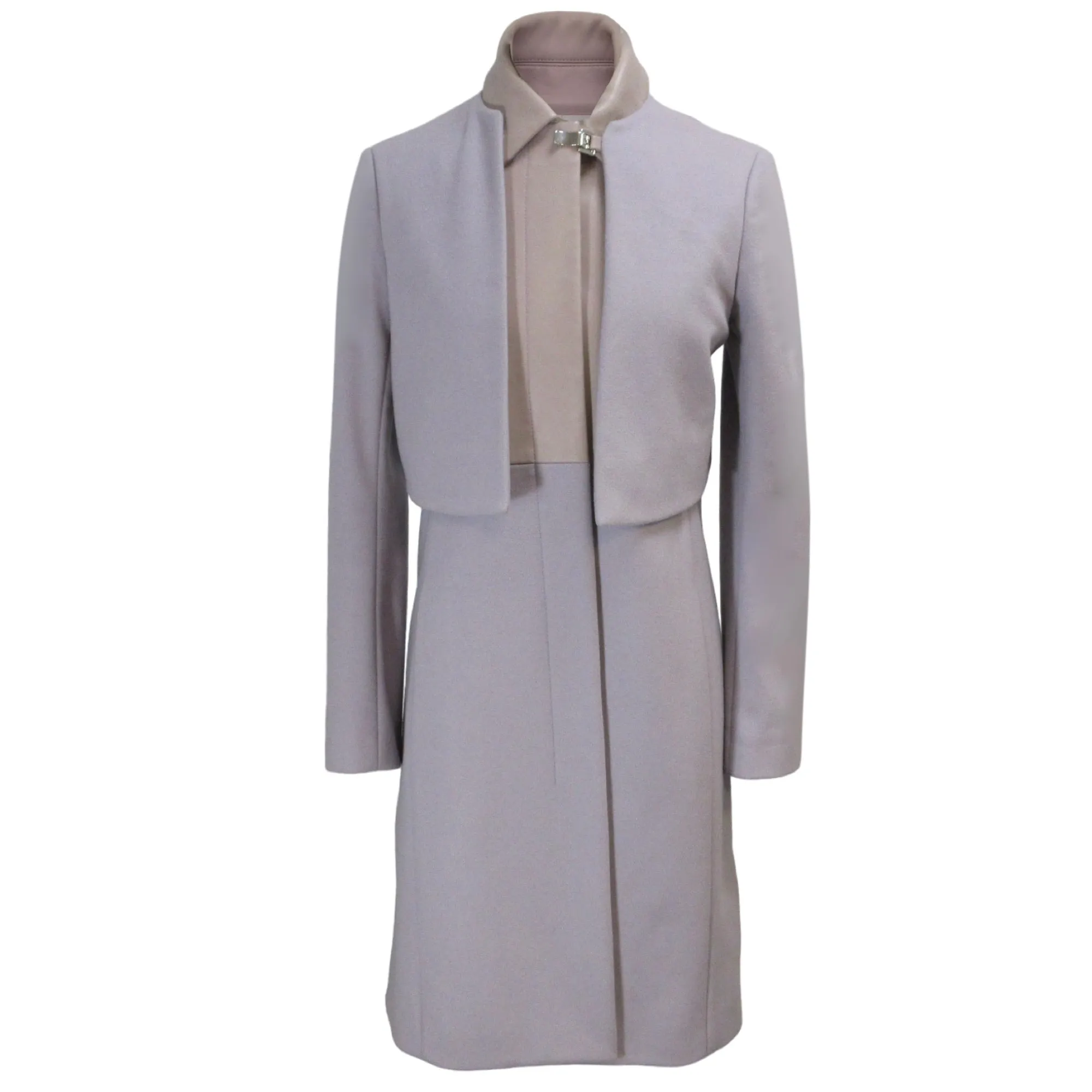 The Row Lilac Wool and Lambskin Leather Coat